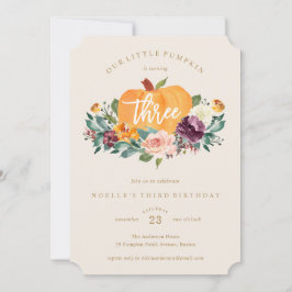 Nuestra pequeña calabaza Invitación de tercer cump