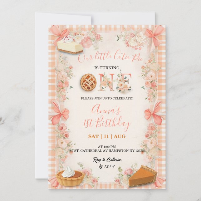 Nuestra pequeña Cutie Pie cumple un año Tarjeta de (Anverso)