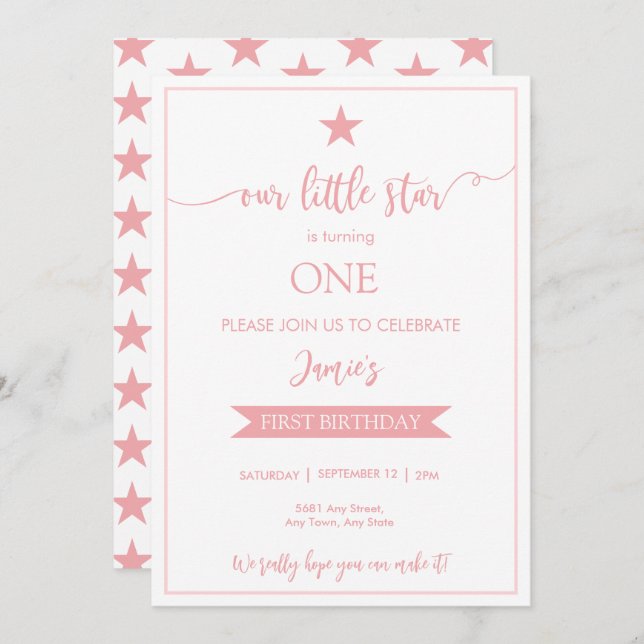 Nuestra Pequeña Estrella de Invitación Llanta de C (Anverso / Reverso)