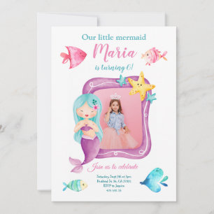 Nuestra pequeña foto de sirena invitación al cumpl