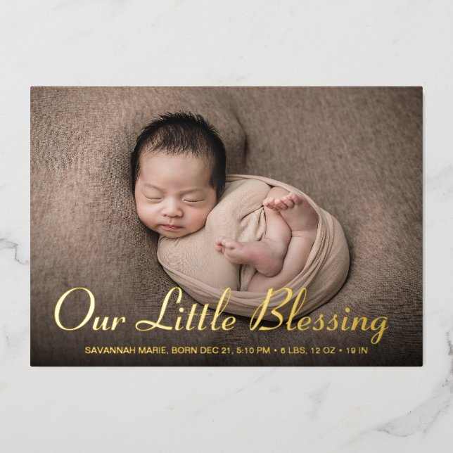 Nuestra pequeña Invitación de bebé con fotos bende (Anverso)