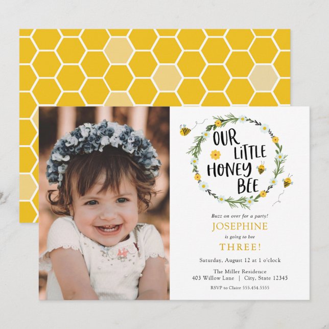 Nuestra pequeña invitación de cumpleaños con fotos (Anverso / Reverso)
