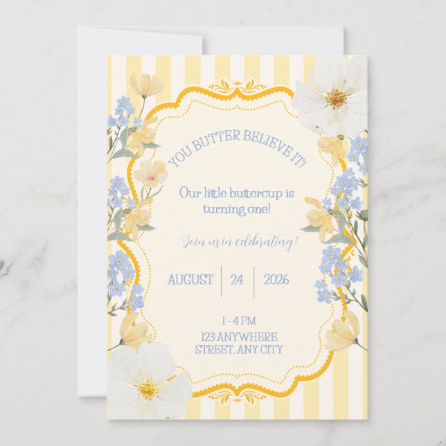 Nuestra pequeña invitación de cumpleaños de Butter (Anverso)