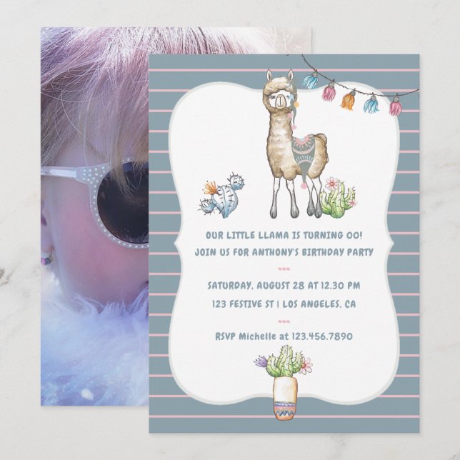 Nuestra pequeña invitación de cumpleaños para niño (Anverso / Reverso)
