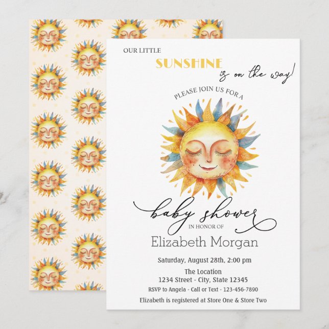 Nuestra Pequeña Luz de Sol, Invitación de Sol (Anverso / Reverso)
