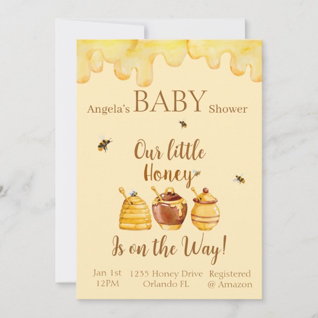 ¡Nuestra Pequeña Miel Está En Camino! Tarjeta Baby (Anverso)