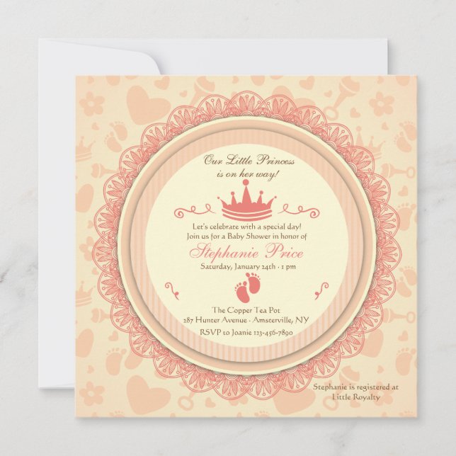 Nuestra pequeña Princesa Baby Shower Invitación (Anverso)