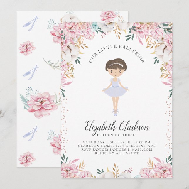 Nuestra pequeña tarjeta de cumpleaños Ballerina (Anverso / Reverso)