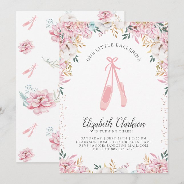 Nuestra pequeña tarjeta de cumpleaños Ballerina (Anverso / Reverso)