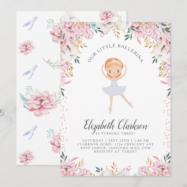 Nuestra pequeña tarjeta de cumpleaños Ballerina (Anverso / Reverso)