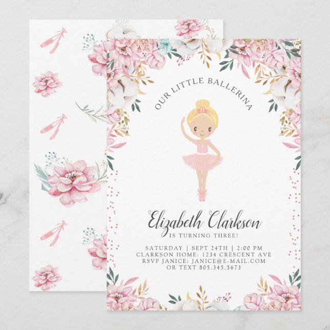 Nuestra pequeña tarjeta de cumpleaños Ballerina (Anverso / Reverso)