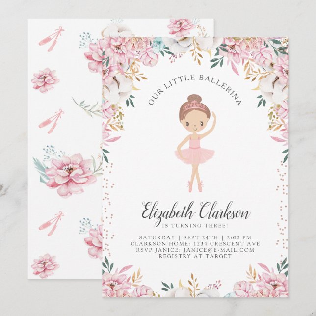 Nuestra pequeña tarjeta de cumpleaños Ballerina (Anverso / Reverso)