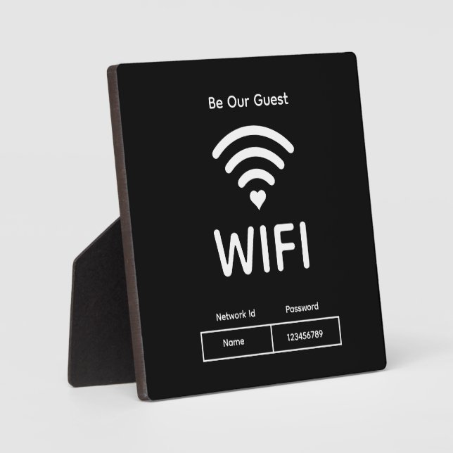 Nuestra placa de contraseña de Wi-Fi para invitado (Anverso)