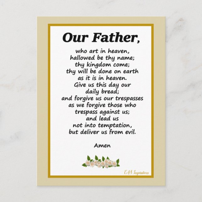 Nuestra plegaria padre Matthew 6:9-13 postal (Anverso)