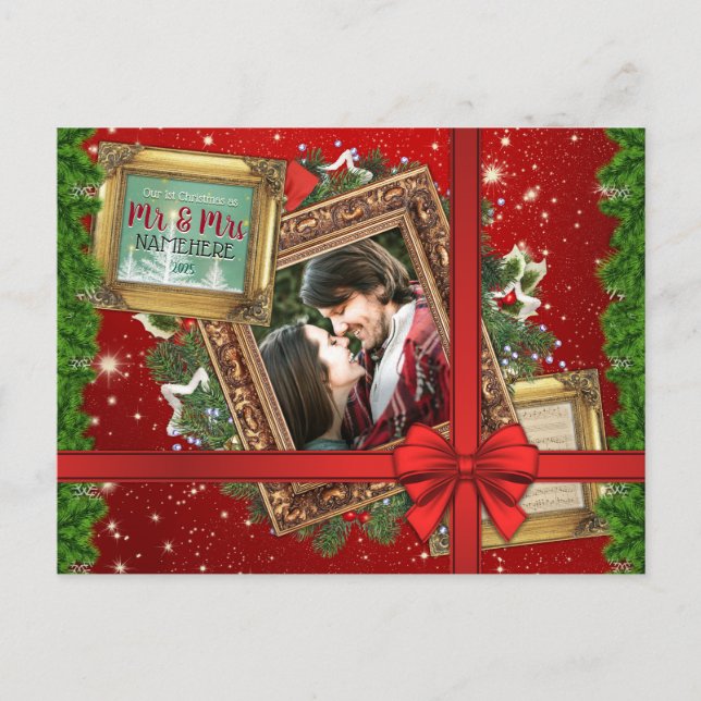 Nuestra primera Navidad como Mr. & Mrs. Gold Frame (Anverso)