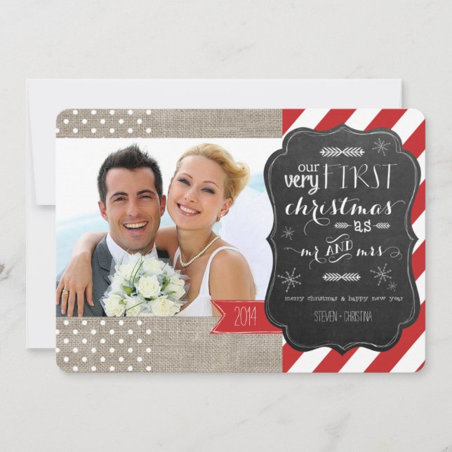 Nuestra primera Navidad como Sr. y Sra. Photo Card (Anverso)