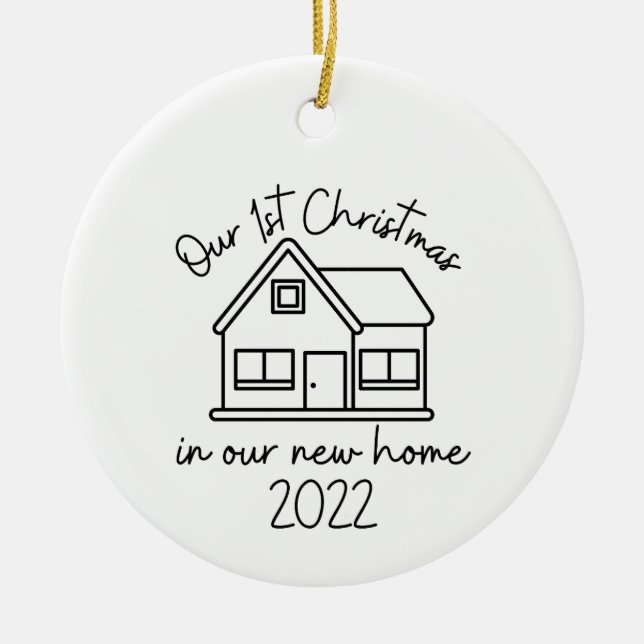 Nuestra primera Navidad en nuestro nuevo ornamento (Frente)