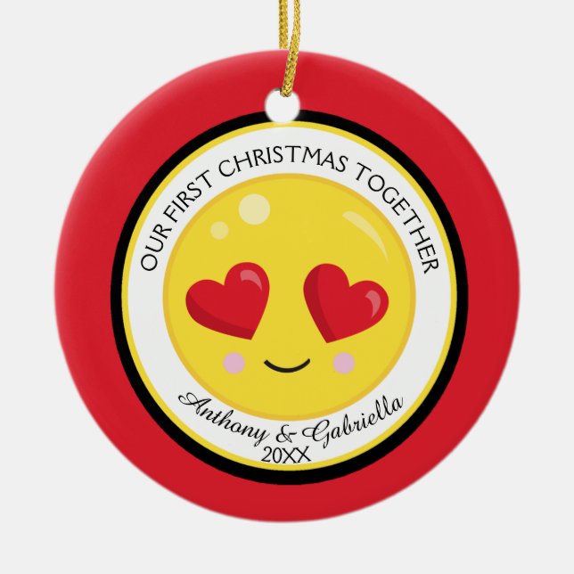 Nuestra primera Navidad juntos aman el ornamento d (Frente)