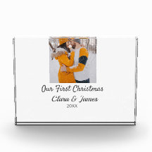 Nuestra primera Navidad moderna boho foto pareja n