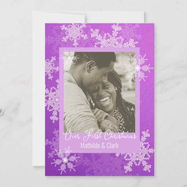Nuestra primera Navidad Purple Snowflakes Minimali (Anverso)