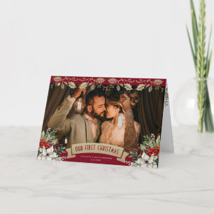 Nuestra primera Navidad Tarjeta roja de recién cas