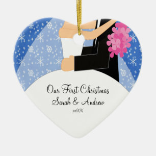 Nuestra primera novia y novio del ornamento del