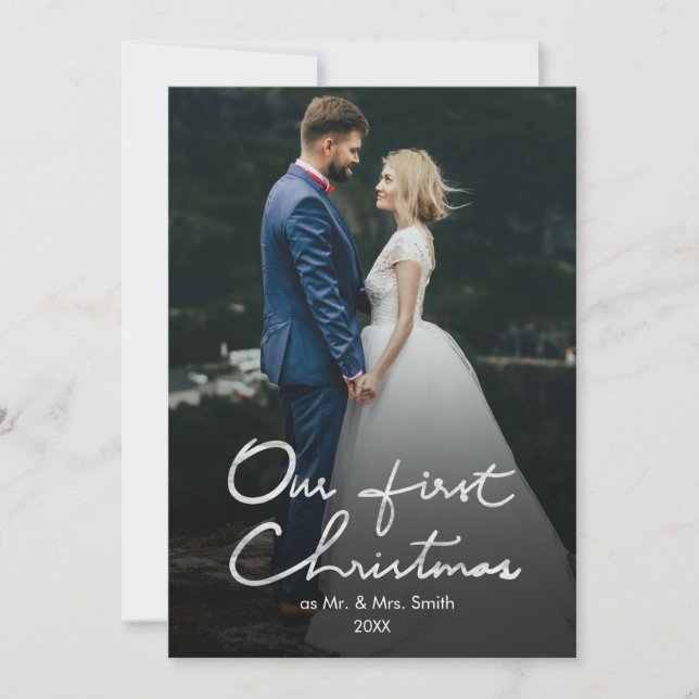 Nuestra primera tarjeta de fotos de navidad Mr & M (Anverso)