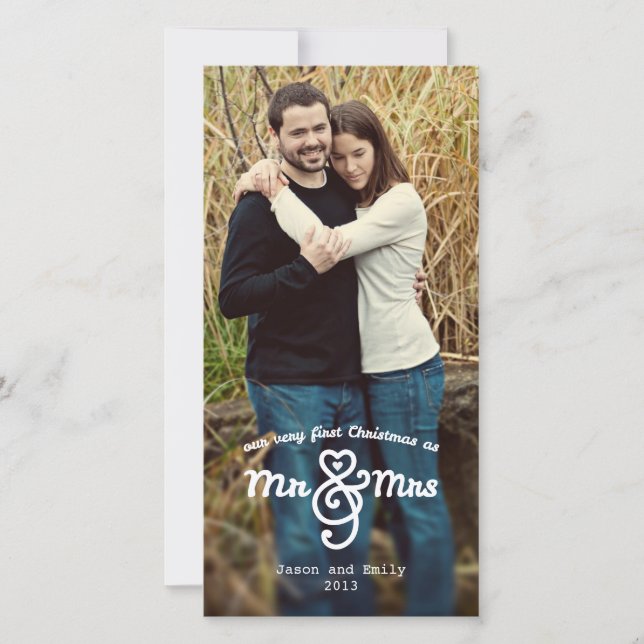 Nuestra primera tarjeta de fotos navideña Mr & Mrs (Anverso)