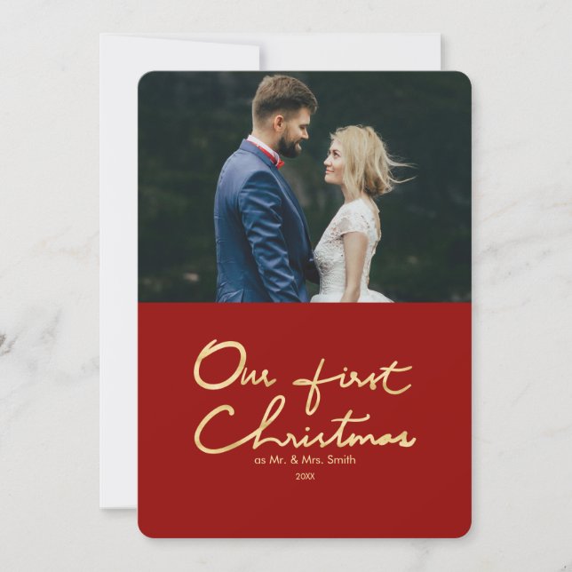 Nuestra primera tarjeta de fotos navideñas recién  (Anverso)