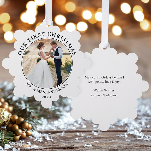 Nuestra primera tarjeta de ornamento de fotos de N (A greeting card that is also an ornament! Customize with your photo and personalized text.)