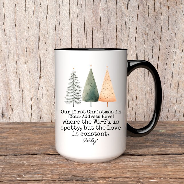 Nuestra primera taza de Navidad, dirección y nombr (our first Christmas mug, personalized mug, custom address mug, Christmas vibes mug, first Christmas)