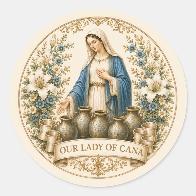 Nuestra Señora de Caná Pegatinas Católicas para Bo (Anverso)