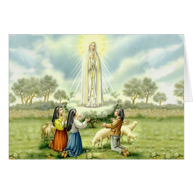 Nuestra señora de Fátima con tres niños (Anverso (Horizontal))