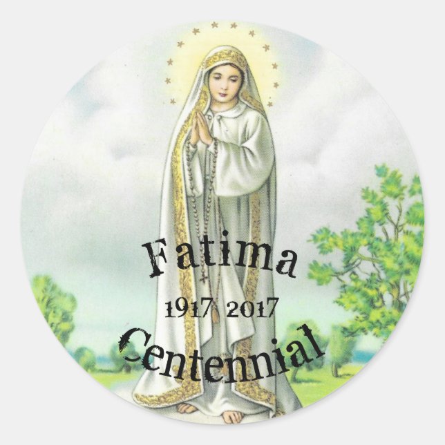Nuestra Señora De Fatima Pegatina (Anverso)