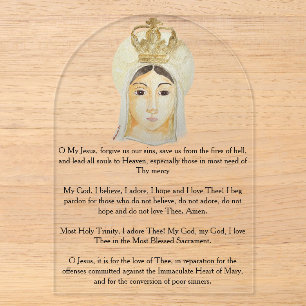 Nuestra Señora de Fátima Tarjeta de Oración Acríli