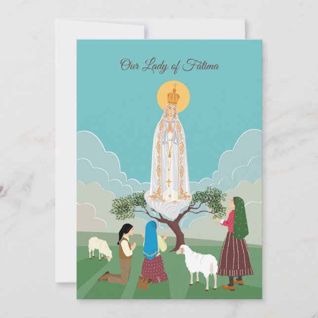 Nuestra Señora de Fátima y la tarjeta de saludo de (Anverso)