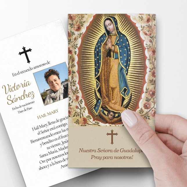 Nuestra Señora de Guadalupe 3 tarjetas de oración  (catholic, religious, celebration of life, in loving memory of, prayer cards for bereavement)