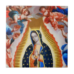 Nuestra Señora de Guadalupe cortando azulejos cer