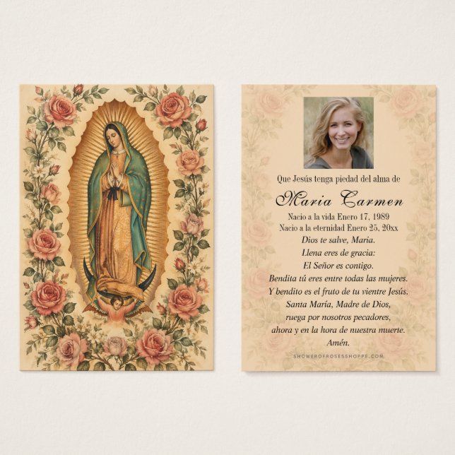 Nuestra Señora de Guadalupe Memorial Funeral Españ (Anverso y reverso)
