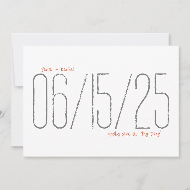 Nuestra tarjeta Big Day Save the Date (Anverso)