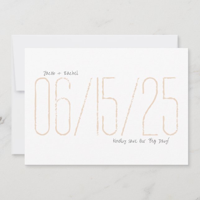 Nuestra tarjeta Big Day Save the Date (Anverso)