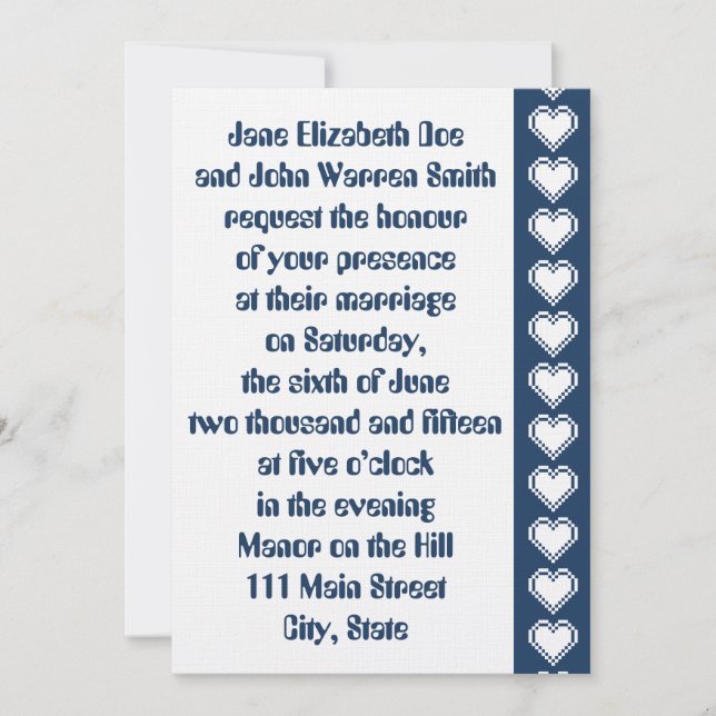 Nuestra Tarjeta de Invitación de Boda con Corazone (Anverso)