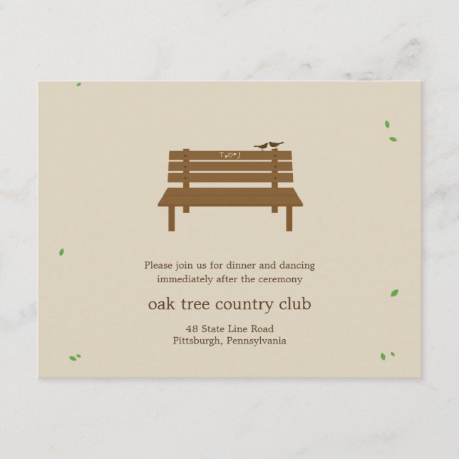 Nuestra tarjeta de recepción de bodas de banco (Anverso)