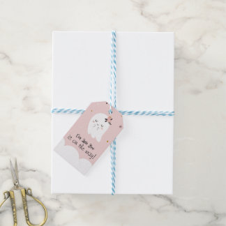 Nuestras etiquetas fantasmas color rosa de Baby Sh