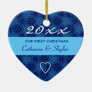Nuestro 1r ornamento G415 azul del navidad