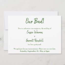 Nuestro blanco verde malo pospuso la Invitación Bo