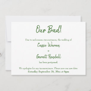 Nuestro blanco verde malo pospuso la Invitación Bo
