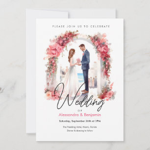 Nuestro día de boda en acuarela   Invitación a la