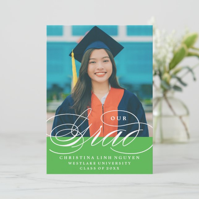 NUESTRO ELEGANTE GRADO SCRIPT | INVITACIÓN DE GRAD (Anverso de pie)
