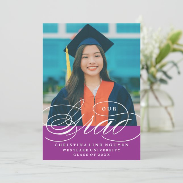 NUESTRO ELEGANTE GRADO SCRIPT | INVITACIÓN DE GRAD (Anverso de pie)